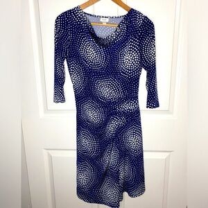 Vintage ECI Navy Blue Polka Dot Dress Size 6 – Office Ready & Starry Night Vibes